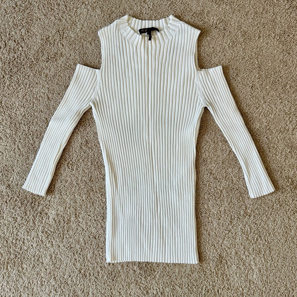 Maje Cream Ribbed Top